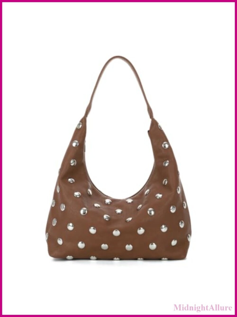 Studded Hobo Bag Slouchy Shoulder Purse PU Leather Y2K Punk Rock Handbag